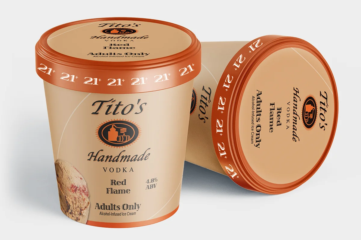 Adults Only Alcohol Infused Ice Cream — Tito’s packaging