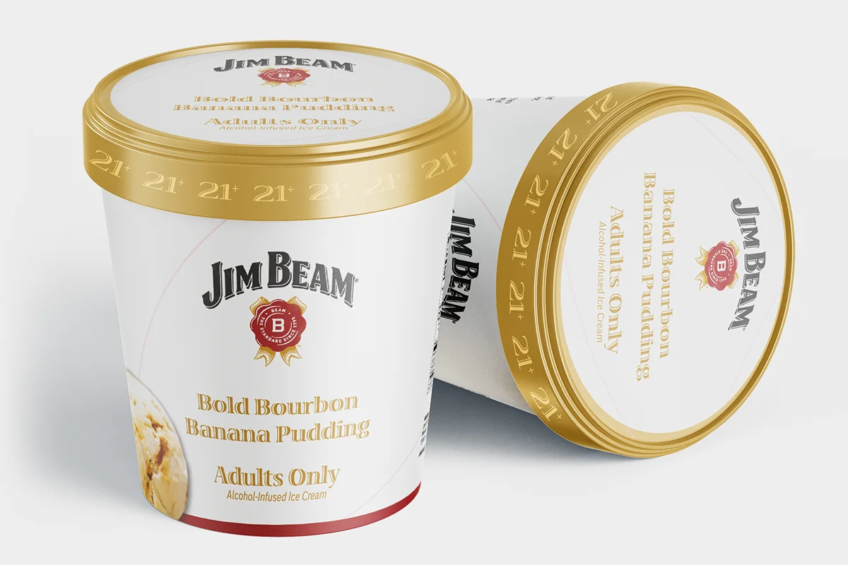Adults Only Alcohol Infused Ice Cream — Jim Beam packaging