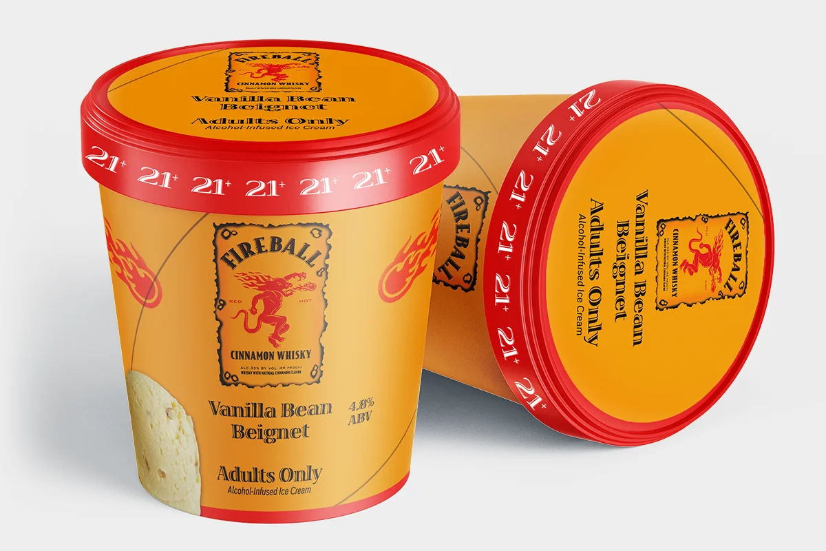 Adults Only Alcohol Infused Ice Cream — Fireball packaging
