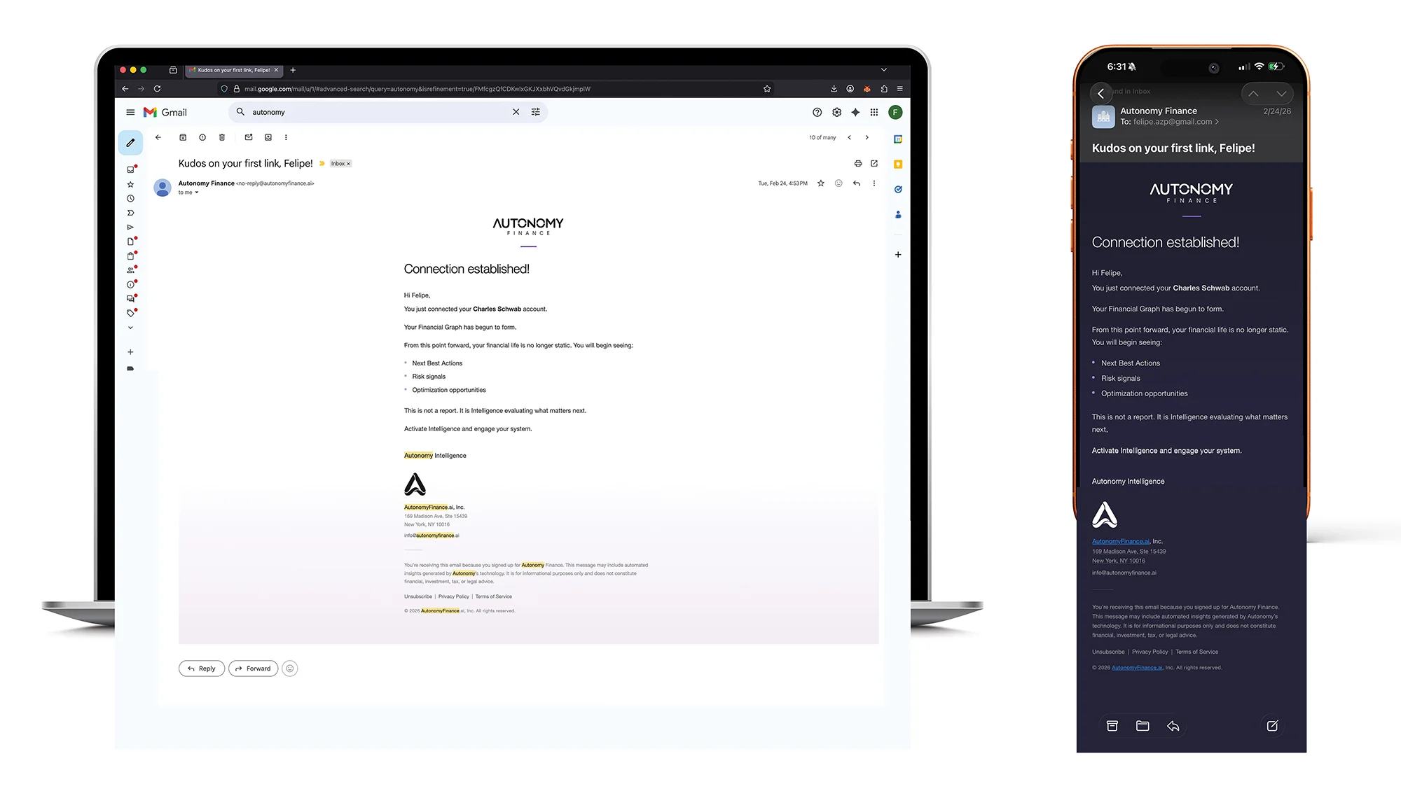Autonomy Finance — brand emails