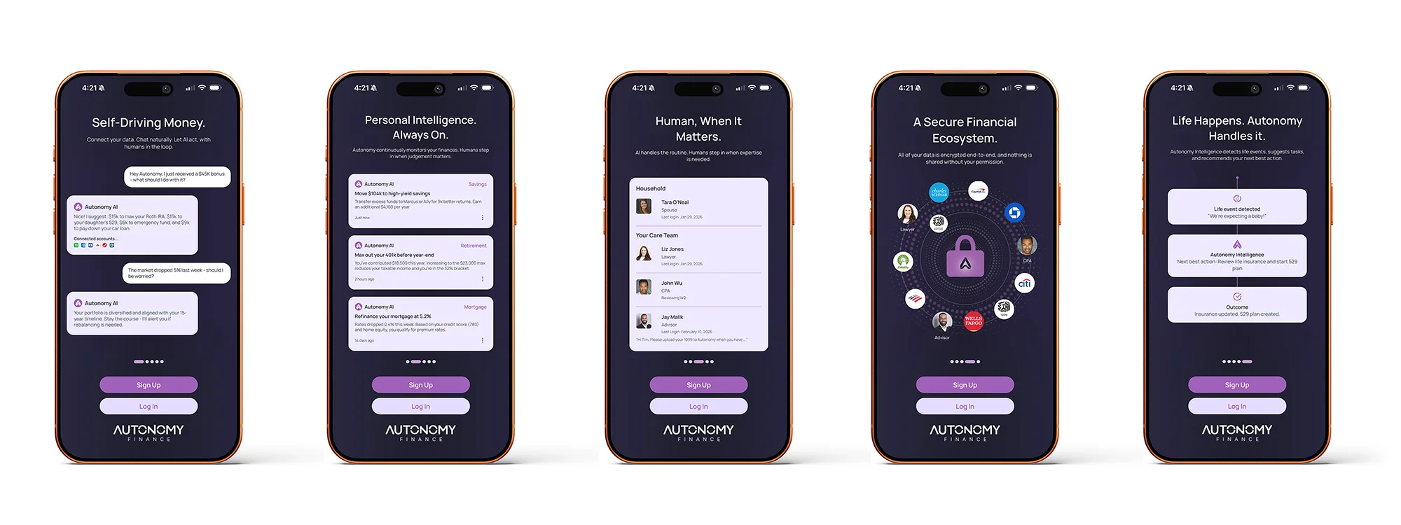 Autonomy Finance — pre-signup screens