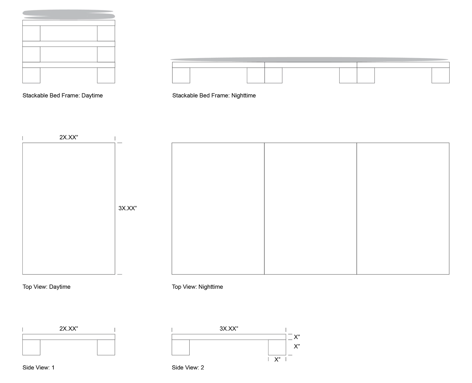 Bed frame technical drawing