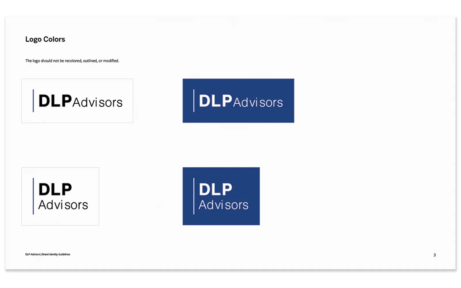 DLP Advisors brand guidelines — logo colors