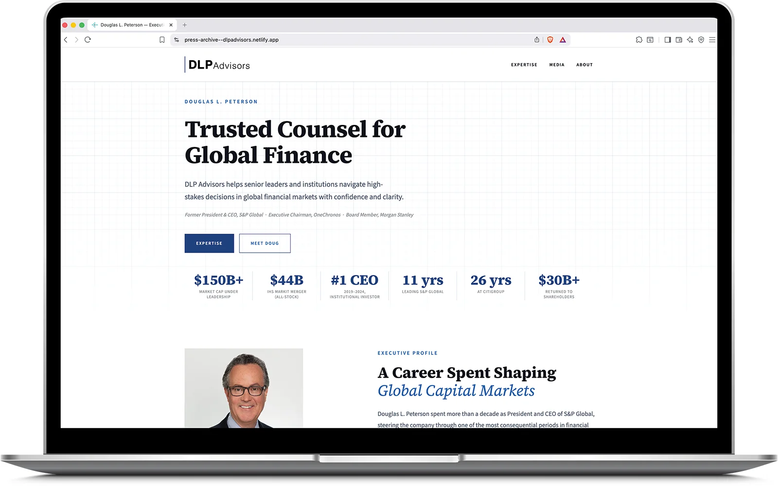 DLP Advisors website — desktop homepage