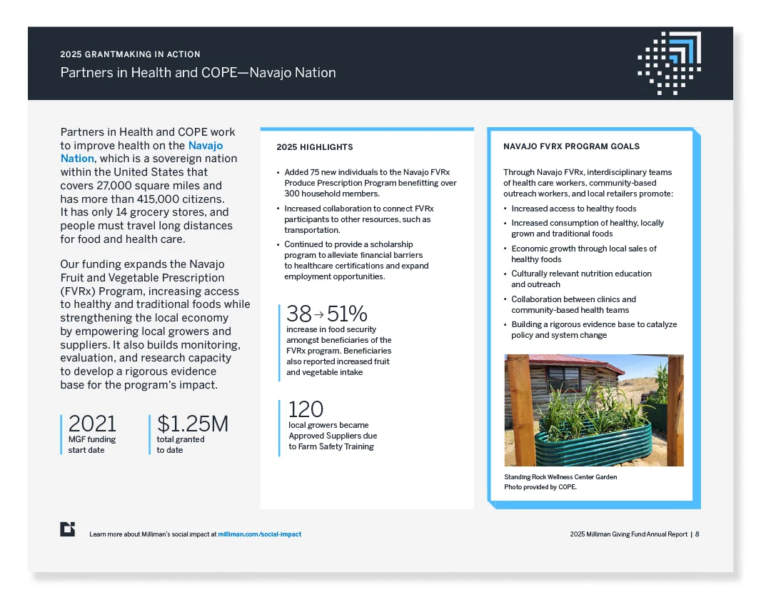 2025 Milliman Giving Fund Annual Report — Partners in Health and COPE — Navajo Nation
