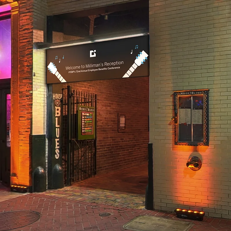 Milliman at IFEBP — reception entrance banner at House of Blues
