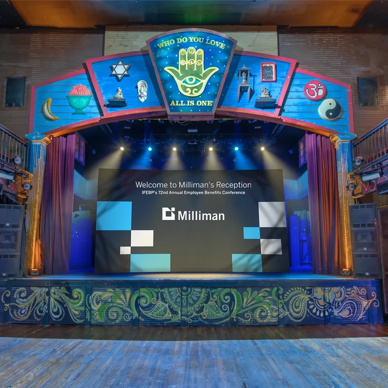 Milliman at IFEBP — reception stage screen at House of Blues