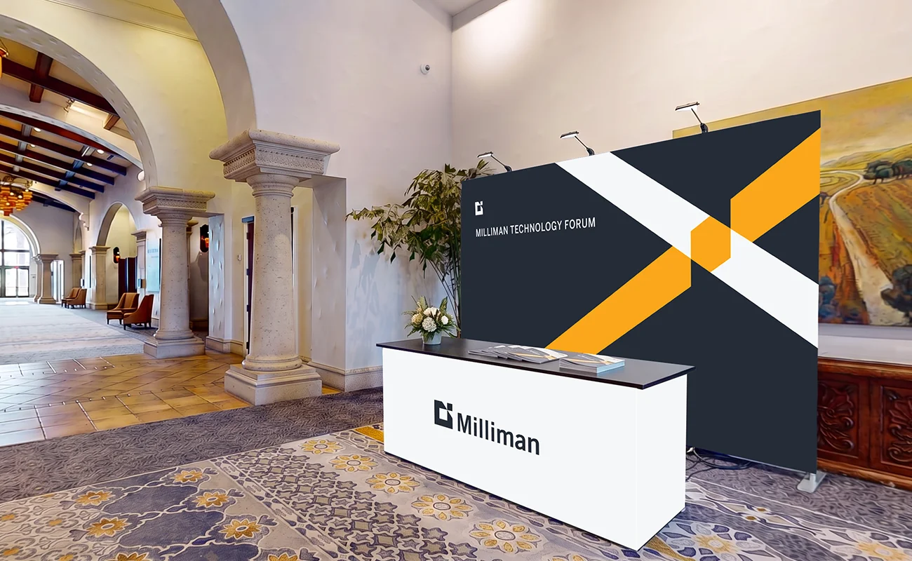 Milliman Technology Forum — registration desk and backdrop