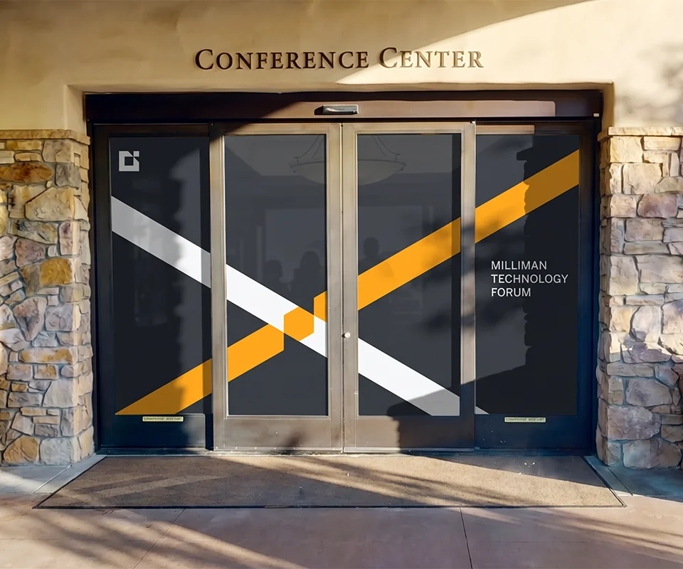 Milliman Technology Forum — conference center door graphics