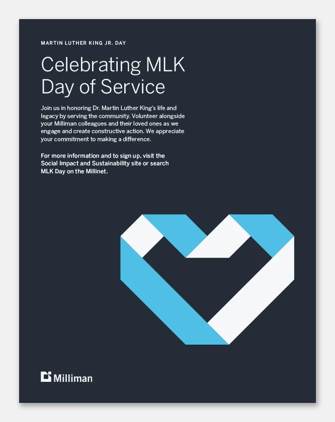 Milliman print ad — Celebrating MLK Day of Service