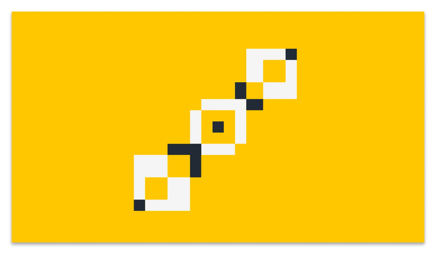 Milliman brand illustration — linked diamond outlines on yellow