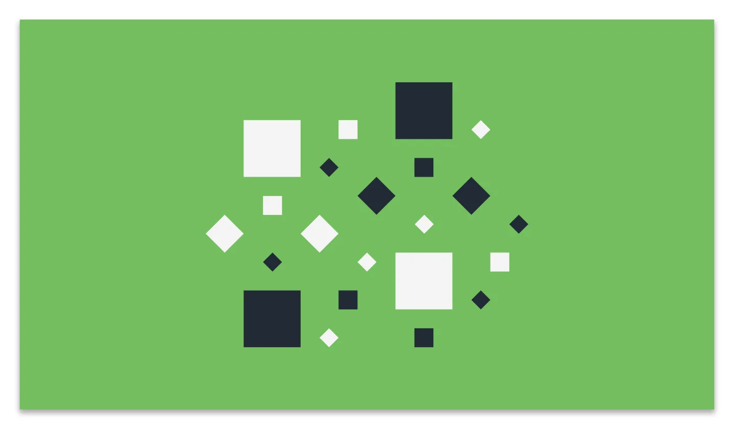 Milliman brand illustration — scattered squares and diamonds on light green