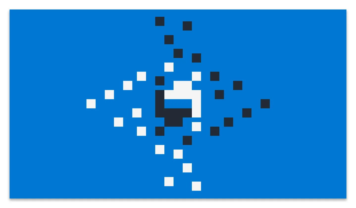 Milliman brand illustration — squares radiating from a central shape on blue
