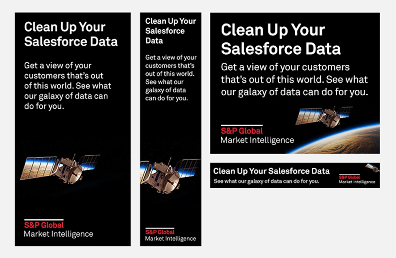 S&P Global Market Intelligence digital ad campaign — display ad sizes